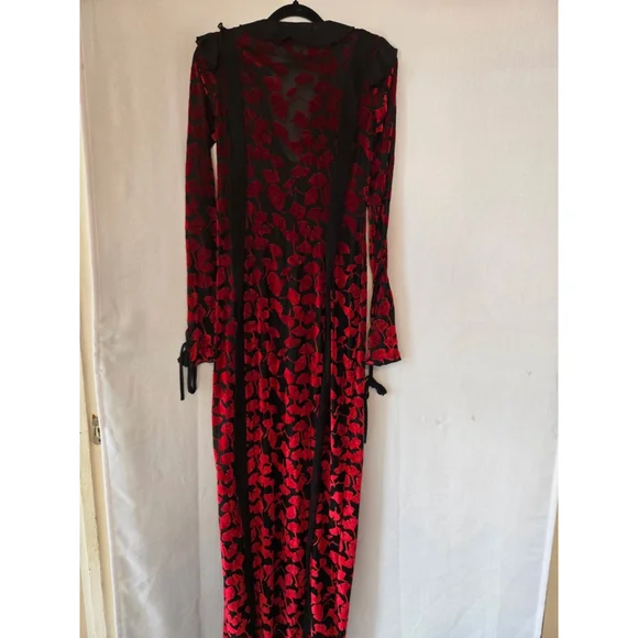 Women's AKIRA Maxi Dress Size L Red and Black - Picture 2 of 3